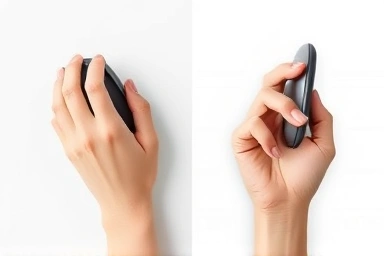 Traditional vs ergonomic mouse hand posture comparison