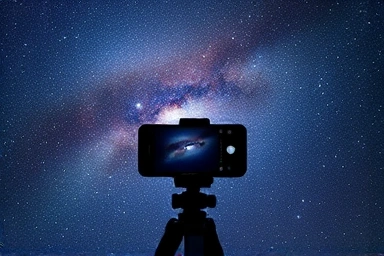 Galaxy phone capturing stunning night sky with stars