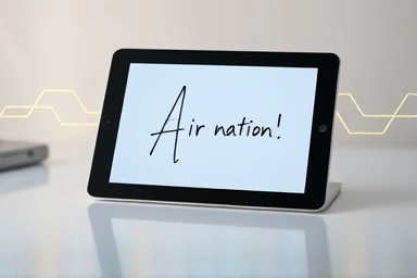 Tablet with AI-enhanced handwritten notes on a desk.