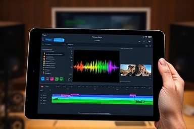 iPad video editing app interface with stylus