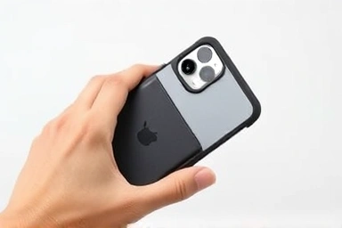 Attaching MagSafe wallet to iPhone 17 with case, magnetic connection, slim design