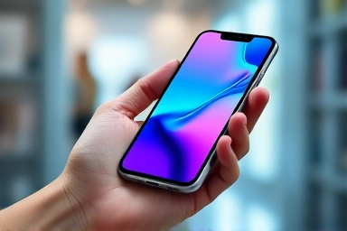 Smartphone screen with fluid animation, highlighting display technology.