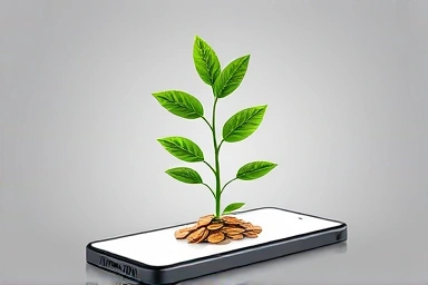 Smartphone screen with a plant symbolizing financial savings and long-term benefits.