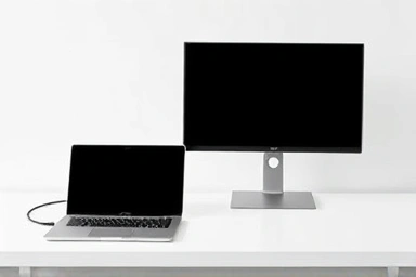 LG Gram laptop and Gramview portable monitor connected via USB-C