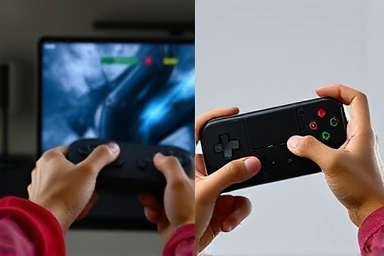Touch screen controls vs. precise mobile game controller for gaming.