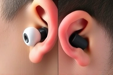 Ear anatomy with open-ear and in-ear earphone placement