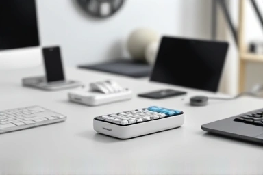 Modern desk with Panasonic Eneloop battery charger