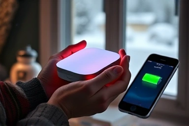 Hand warming portable device and smartphone charging
