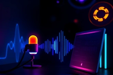 Futuristic gaming setup with AI voice modulation concept