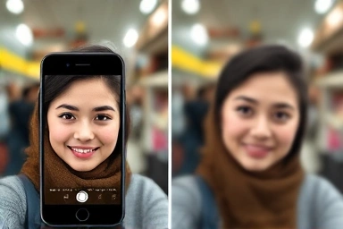 Smartphone photo editing: before and after background blur