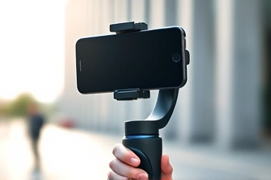 Smartphone gimbal stabilizing a phone for professional video.
