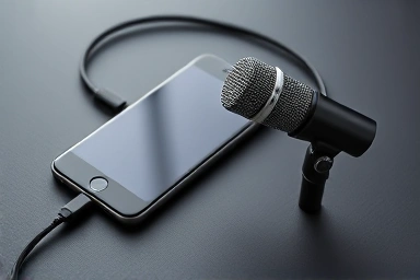 Smartphone with external microphone for professional recording