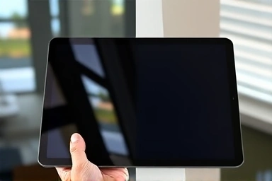 Comparison of glossy vs. matte tablet screen glare.