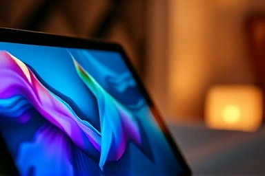 Tablet screen with blue light deflecting film