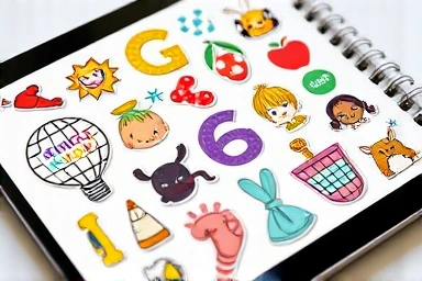 Collection of unique AI-generated digital stickers for tablet journaling.