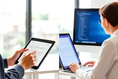 Tablet vs PC document editing comparison, seamless workflow.