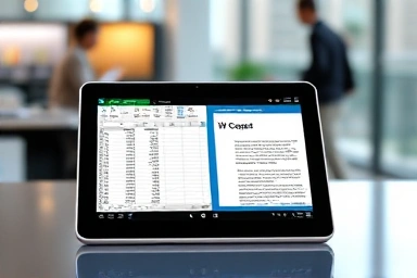 Tablet displaying MS Office apps for enhanced productivity.