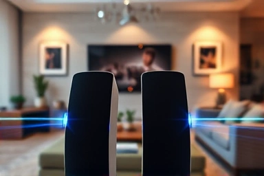 Two modern Bluetooth speakers creating immersive stereo sound