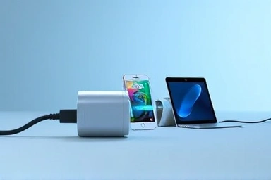 Modern USB-C PD charger powering multiple devices