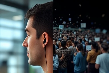 Clear wireless earphone call quality in noisy environments.