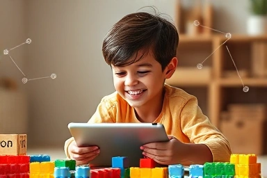Child engaging with educational coding toys, fostering creativity and logic.