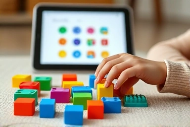 Hands-on interaction with coding toys, connecting physical play to digital learning.