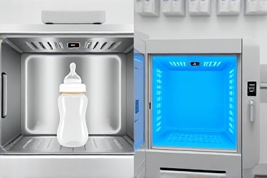 Baby bottle sterilizer comparison: steam vs UV.