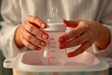 Mother choosing baby bottle sterilizer method.