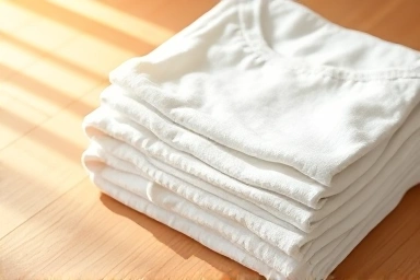 Clean baby clothes bathed in soft sunlight