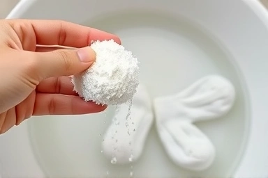 Dissolving cleaning powder in water for baby clothes