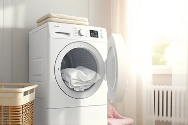 Sterilized baby clothes drying in a modern UV dryer.