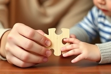 Parent and child bonding over puzzle play, early education