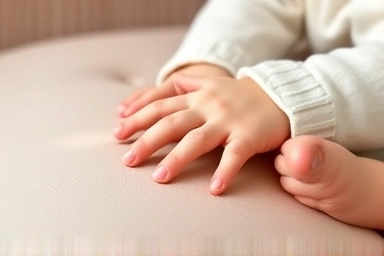 Close-up of soft, easy-to-clean baby sofa material.