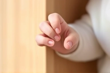 Close-up on safe, smooth baby wardrobe corner.