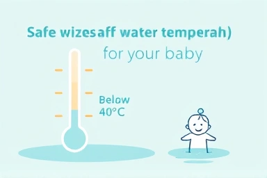 Safe water temperature for baby, gentle glow, healthy baby icon