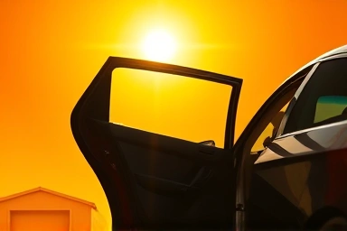 Child safety, car danger, heat hazard, parental vigilance