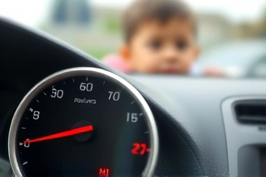 Car interior heat, rising temperature, child safety risk