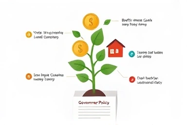 Symbolic infographic of government benefits nurturing a growing family.