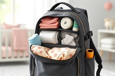 Organized diaper bag backpack with baby essentials