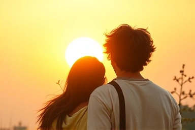 Hopeful couple embracing a new dawn for fertility treatment.