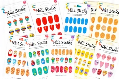 Vibrant children's nail sticker packs with European designs.