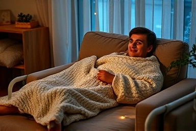 Cozy winter scene with safe electric blanket use