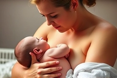 Symbolic image of mother and baby bonding post-birth.