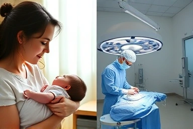 Natural birth and C-section comparison, birth methods