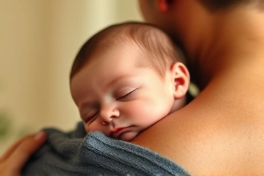 Parent gently burping a newborn baby