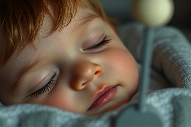 Peaceful sleeping toddler, symbolizing natural growth.