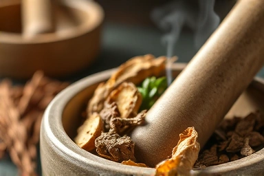 Korean herbal medicine, natural healing ingredients, traditional remedy.