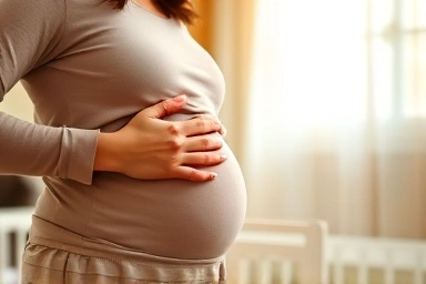 Pregnant woman in stable period, peaceful anticipation