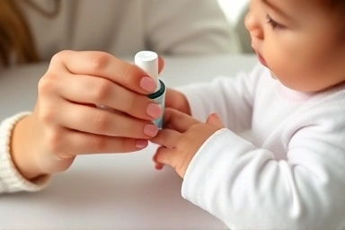 Parent and child using safe, water-washable nail polish