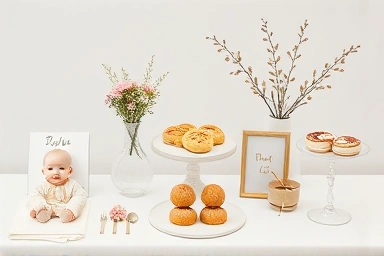 Modern Baek Il Sang setup with baby items and soft decor